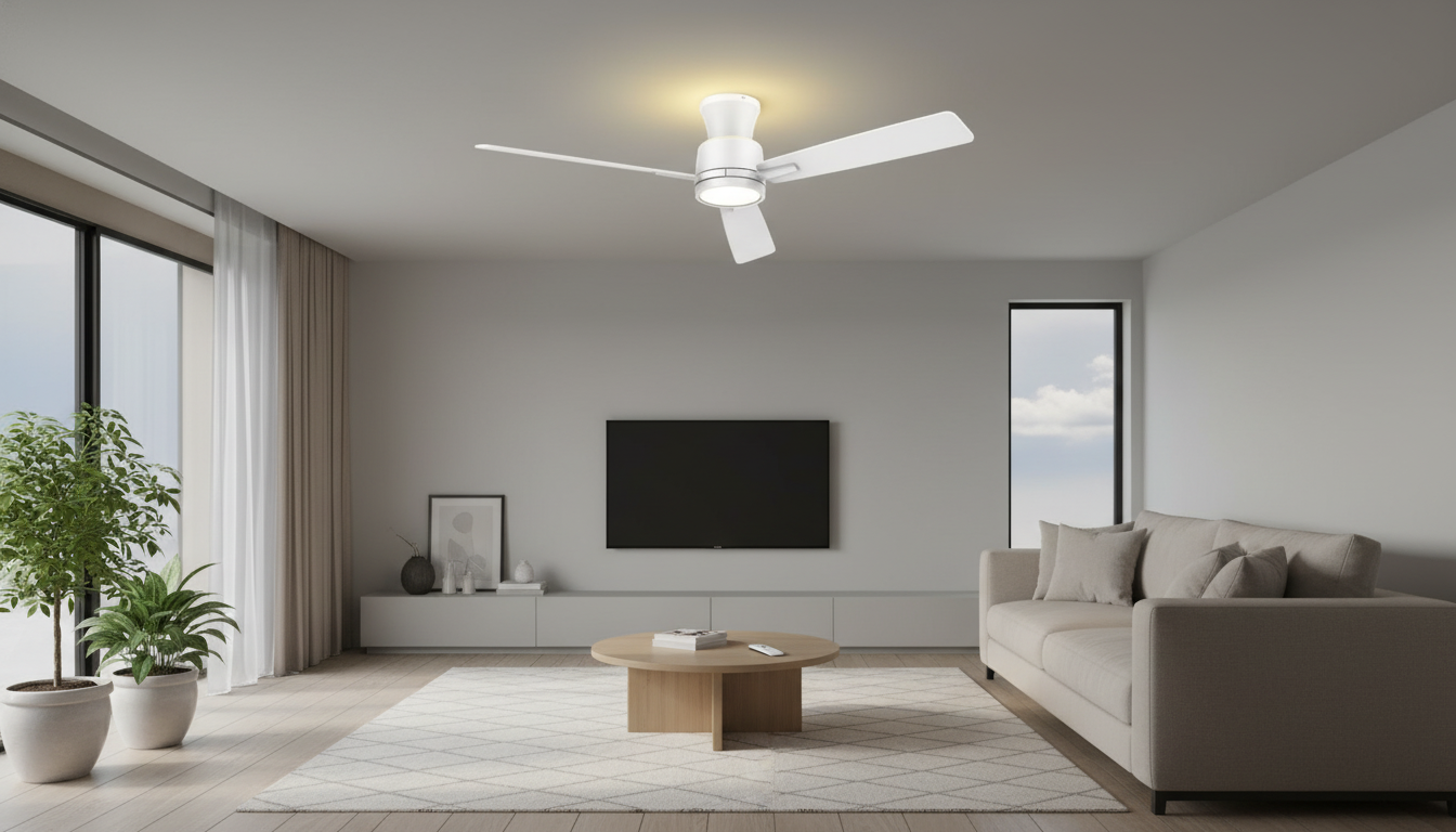 52in Flush Mount Fan: Remote, Night Light & Reversible