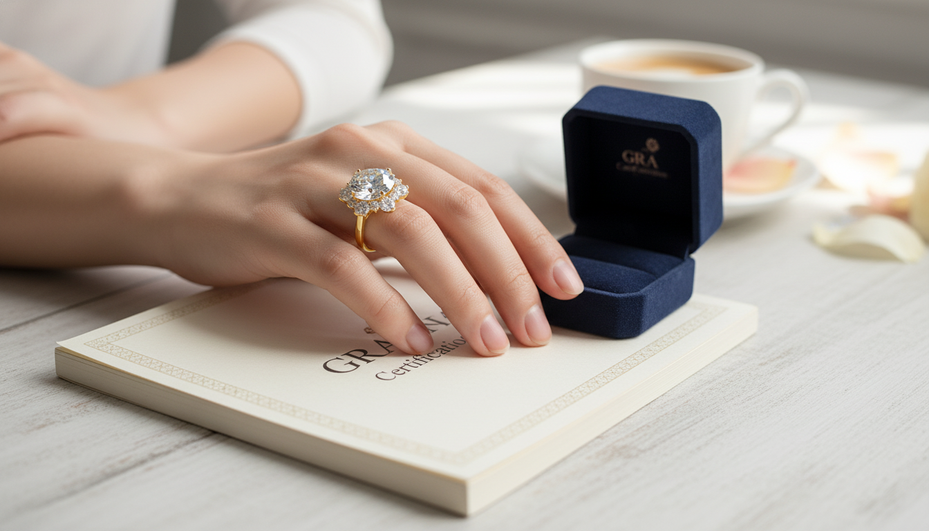 8ct Round Moissanite Ring with GRA Certificate