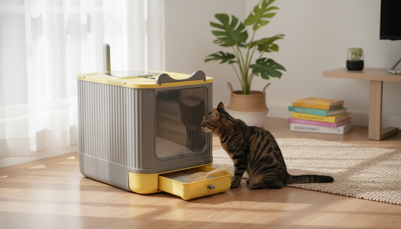 Enclosed Cat Litter Box with Lid & Drawer: Less Mess