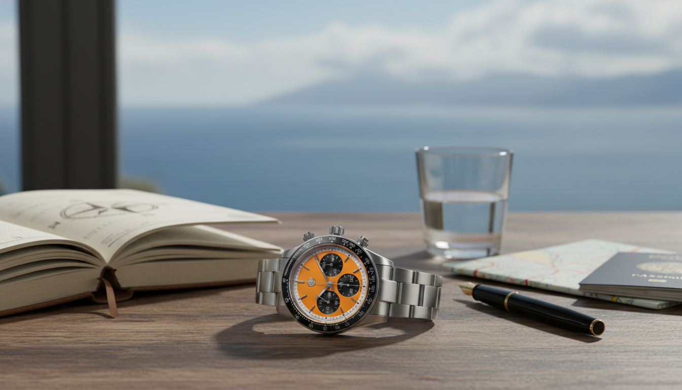 Steel Quartz Chronograph Watch for Men (100M Waterproof)