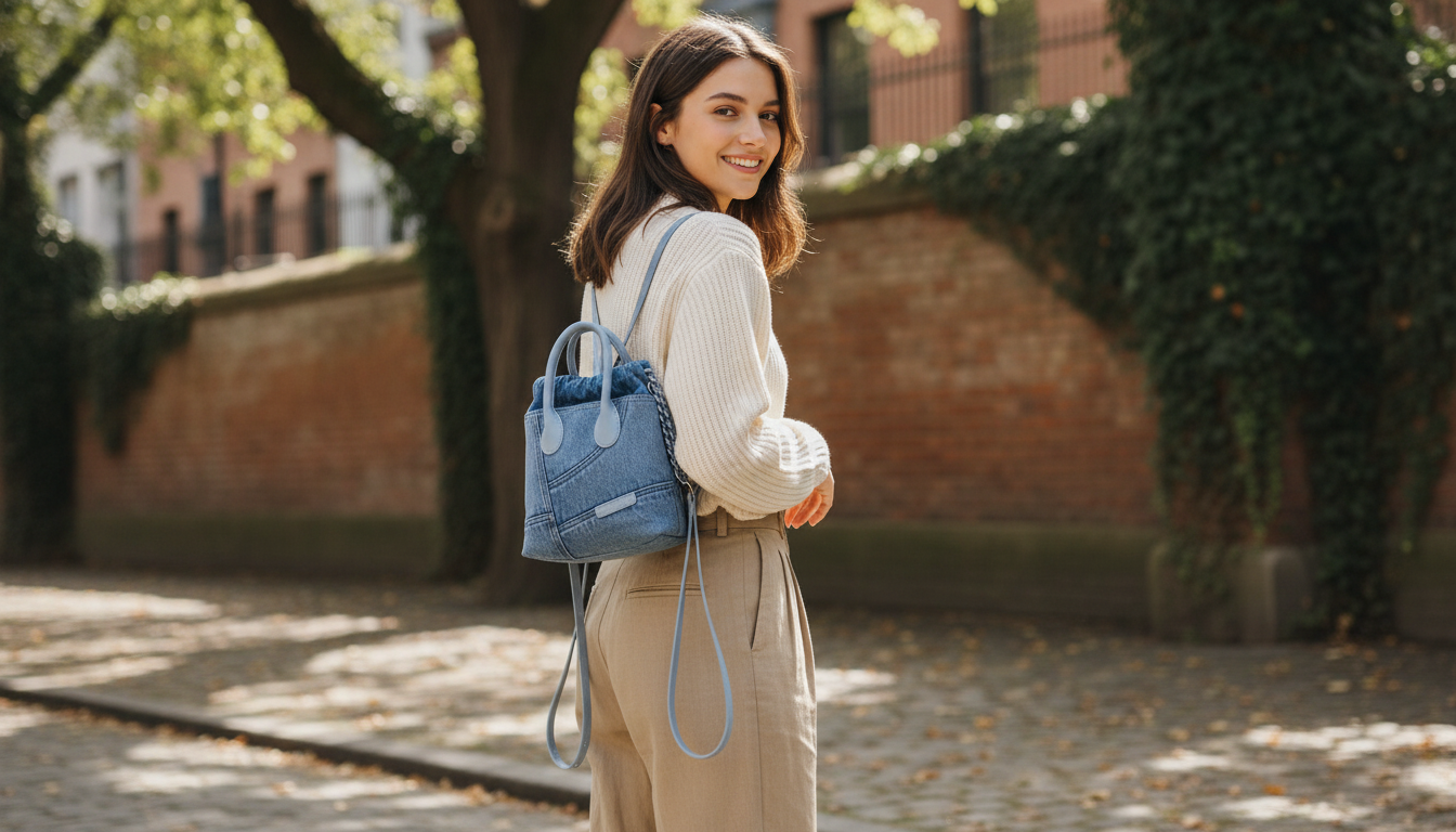 Mini Denim Hobo Backpack for Women: Chic Hands-Free