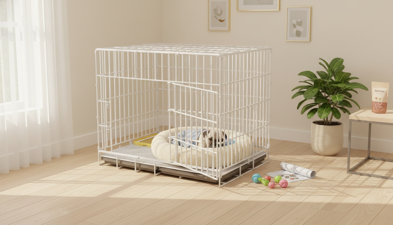 Foldable Indoor Dog Cage with Toilet Tray: Home Setup Guide