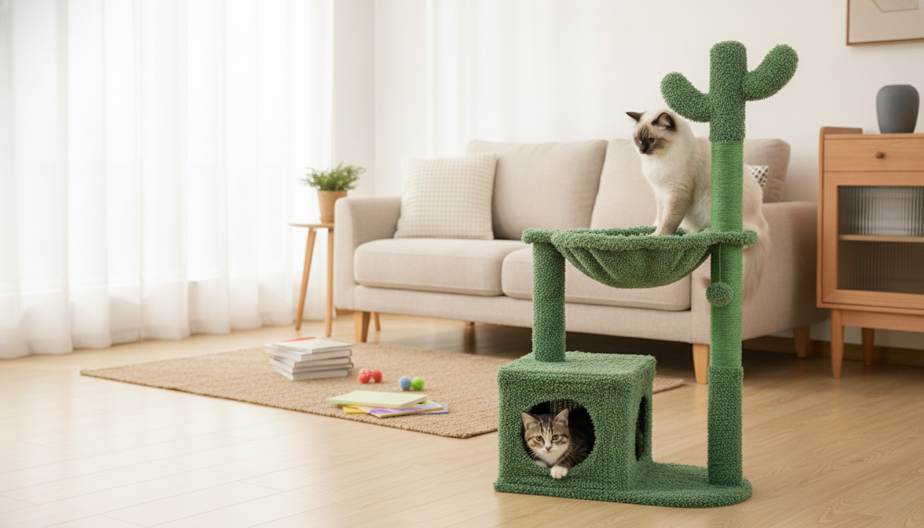 40-Inch Cactus Cat Tree: Hammock, Condo & Scratching Post