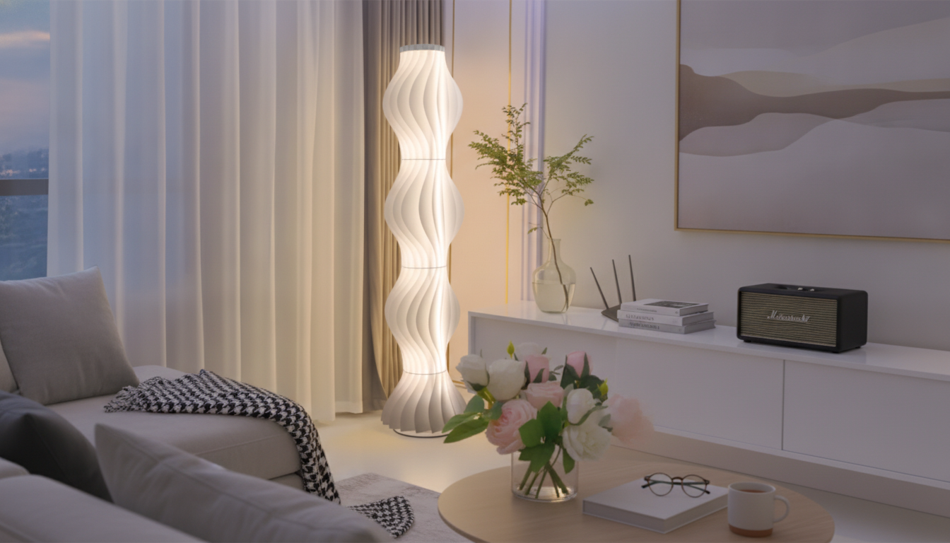 Dimmable LED Corner Floor Lamp: Cozy Living & Bedroom Glow