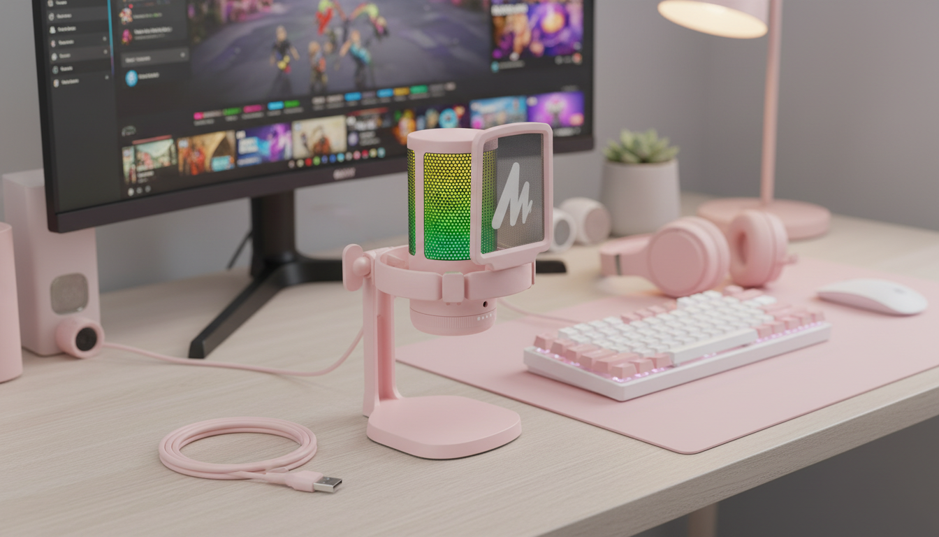 RGB USB-C Gaming Mic: Mute Button, Zero-Lag Monitor