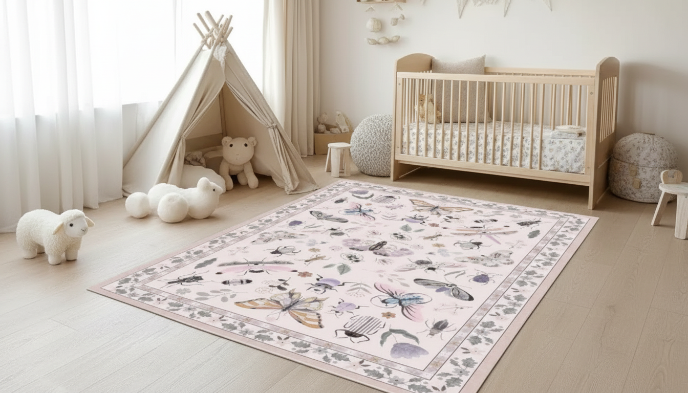 Soft Washable Non-Slip Faux Wool Rug for Busy Homes